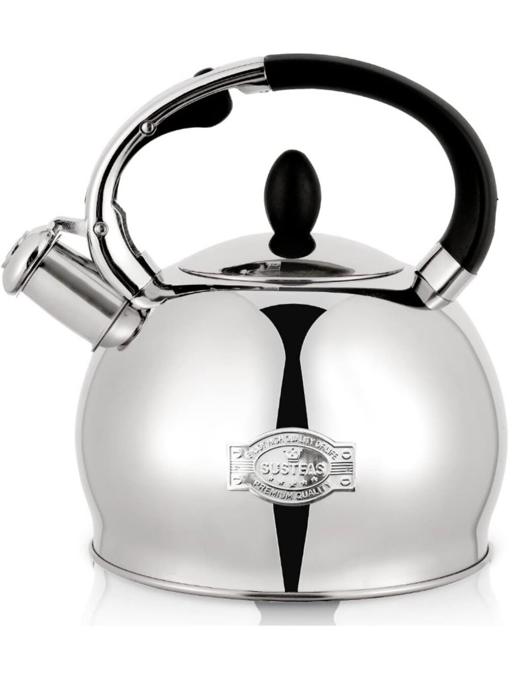 SUSTEAS Kitchen Whistling Tea Kettle 2.64Quart Stainless Steel Stove Top Silver
